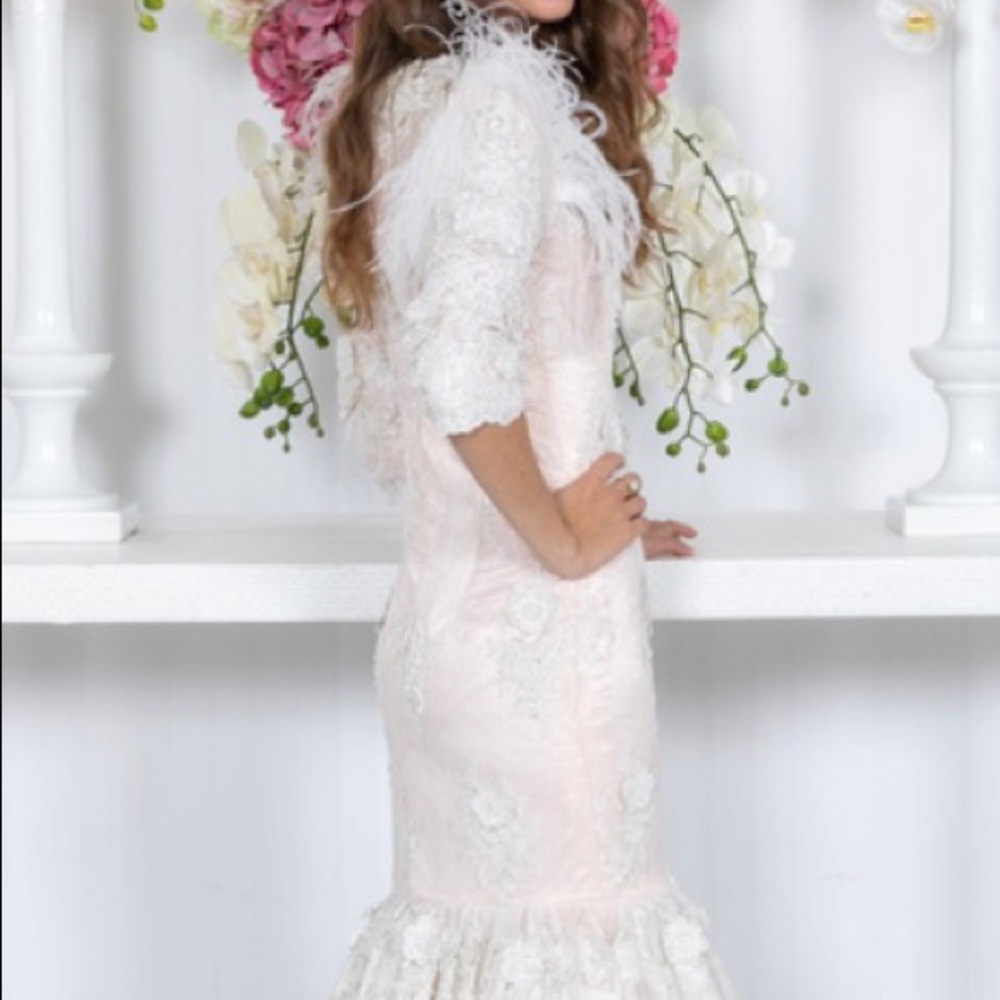 Intricate Applique Mermaid Gown
